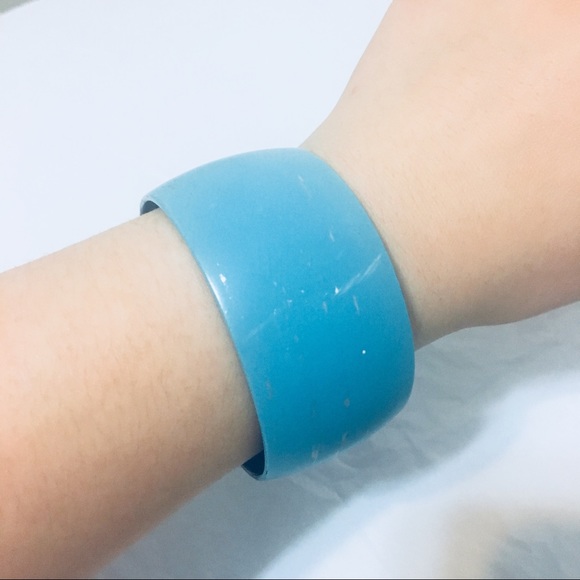 Blue Distressed 80s style Bangle Cuff Bracelet - Picture 4 of 6